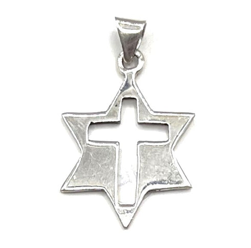 Sterling Silver Star of David with Cross Pendant
